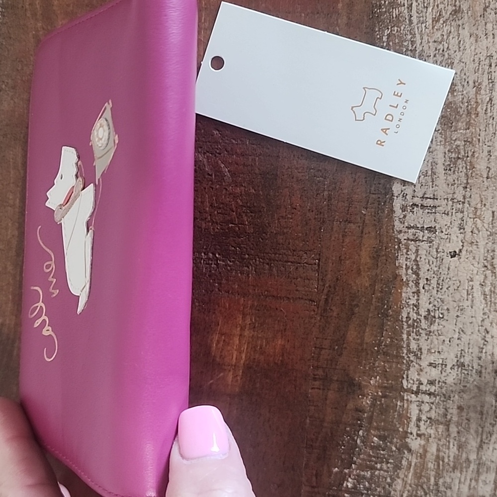 Radley London Pink Leather Scottish Dog Phone Call Me Wallet NWT Zip Snap - Picture 4 of 14